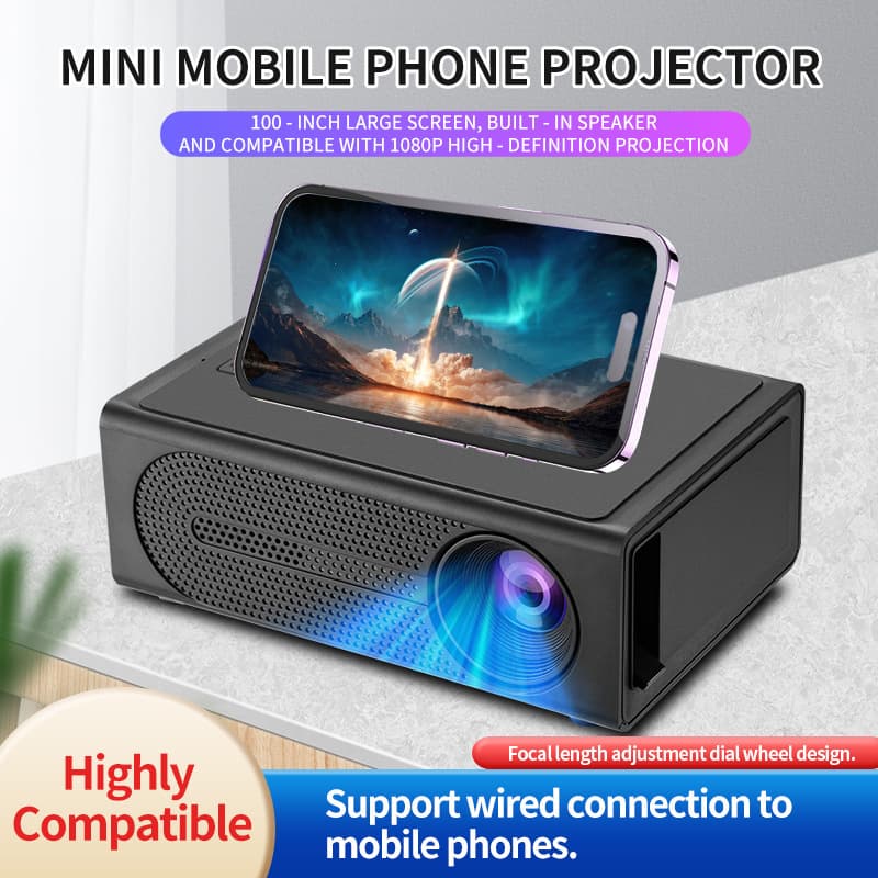 M200S New Home Mini Projector, Portable Micro Projector for Kids and Family, Wired Phone Screen Mirroring
