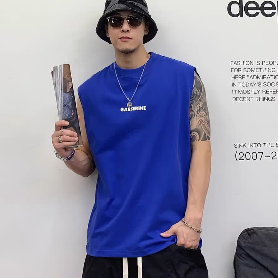 Summer Chinese Trend Vest Men's Sleeveless T-Shirt Streetwear Cool Feel Sleeveless T-Shirt