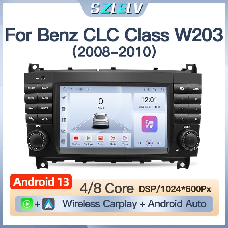 For 04-07 Mercedes-Benz C-Class W203 CLK Car Central Touch Navigation Wireless Phone Connectivity