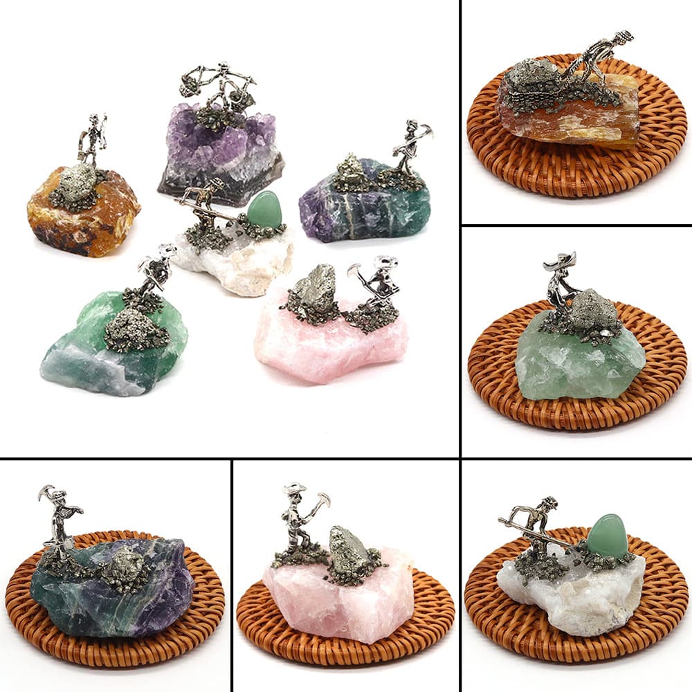 Natural amethyst cluster miner rough stone creative crystal stone home study small ornaments Nordic style crafts wholesale