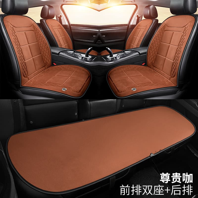 Car Heated Seat Cushion, Winter Single Seat Electric Heating Modification Plush Pad, 12V/24V Warmth