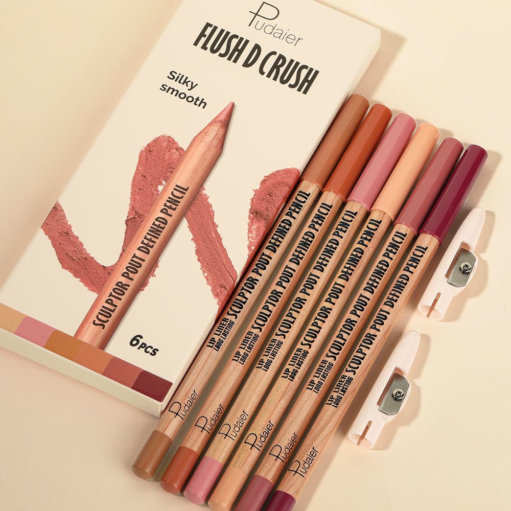 Cross-border Pudaier Lip Liner Set of 6 Velvet Matte Lipstick for Lip Contouring Makeup Stock Wholesale