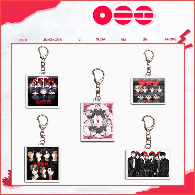 BTS Comeback Group Photo Acrylic Keychain JK V JIN Pendant Fan Merchandise