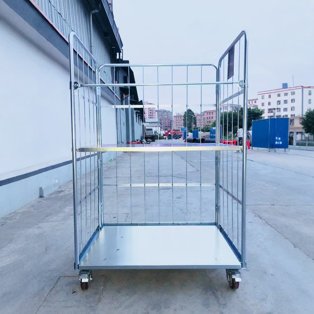Suzhou Japanese Style Mobile Mesh Cage Cart Source Logistics Platform Cart Factory Transport Loading Unloading Linen Turnover Trolley
