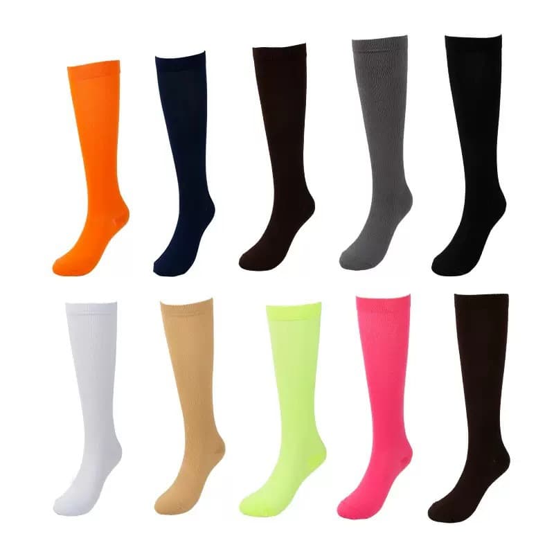 Amazon Cross-Border Solid Color Sports Calf Socks, Long Tube Sports Compression Socks for Women, Strong Pressure Varicose Vein Elastic Sports Socks