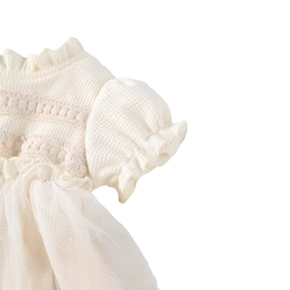 ins2024 Korean style children's clothing summer baby lace long-sleeve new round neck stylish dress romper versatile outfit for going out