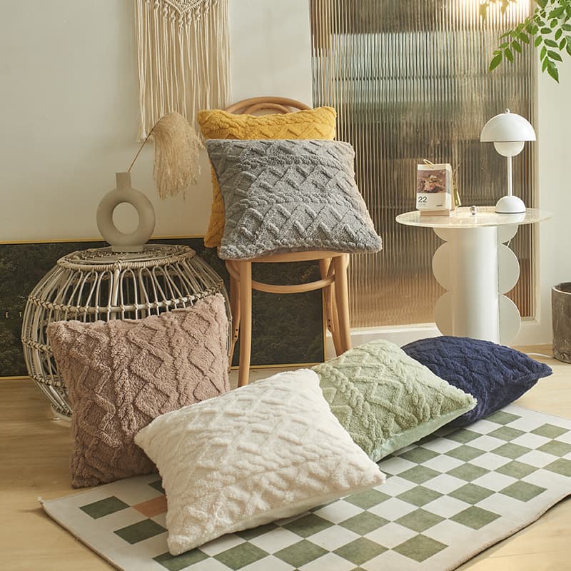Home Decor Pillowcase Embroidered Cushion Cover Blue White Porcelain Design Cotton Linen Material Square Shape