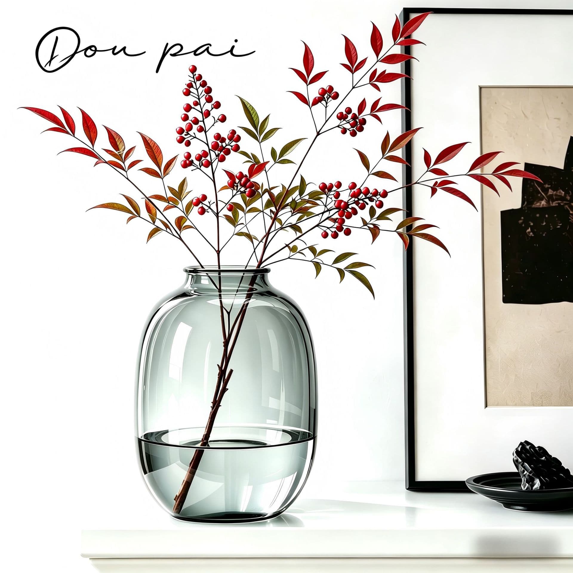 [Drop Shipping] Large Glass Vase Decoration for Flower Arrangement, Wide Mouth Hydroponic Suitable for Pieris, Japanese Maple, Monstera, and Willow Branches