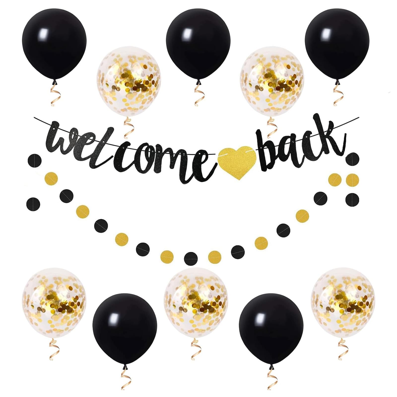 Welcome Back Set Glitter Pink Welcome Back Flag Balloon Decoration Kit Welcome Back Wedding Celebration