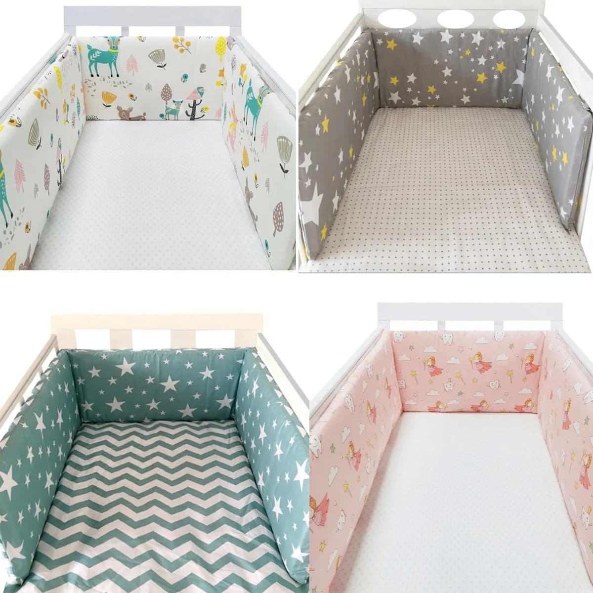 Modern Minimalist One-Piece Baby Soft Bumper, Newborn All-Cotton Crib Bumper, Removable and Washable Infant Anti-Collision Guard