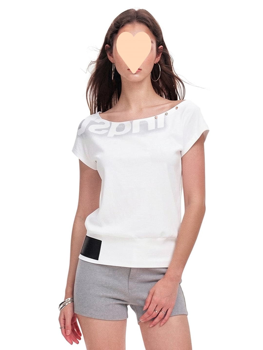 123Start Large Round Neck Off-Shoulder Two-Way Short Sleeve T-Shirt Women Slim Fit Korean Style Hot Girl Top Summer Chaoyue Same Style
