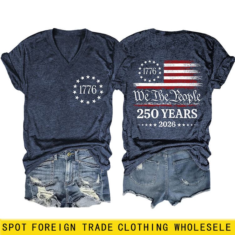 1776 Me The People Amazon eBay Independent Site Fashionable New V-Neck Short Sleeve T-Shirt for Export