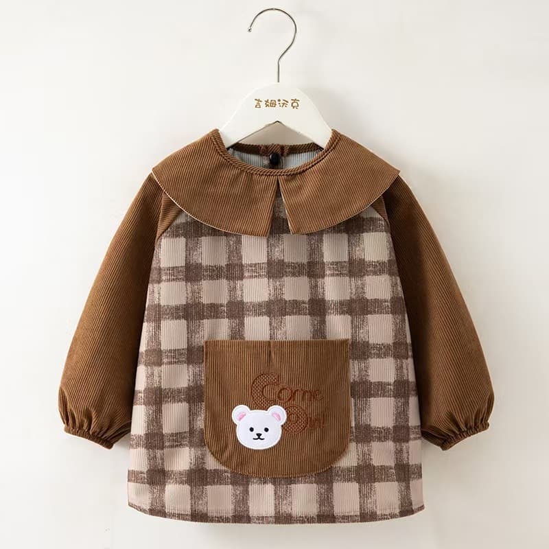 Kids Smock Bib Baby Reversible Apron Waterproof Anti-Dirty Coverall Boys Girls Autumn Winter Long Sleeve Cute Smock