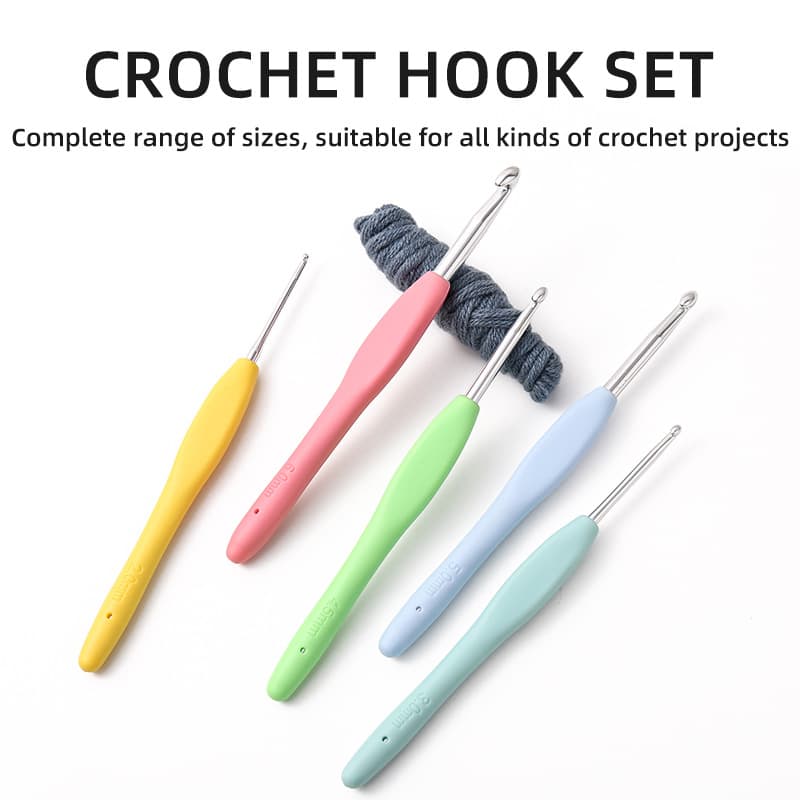 Candy Rainbow Single-Ended Crochet Hook Soft Handle DIY Yarn Knitting Tool 9-Piece Multi-Size Crochet Hook Set