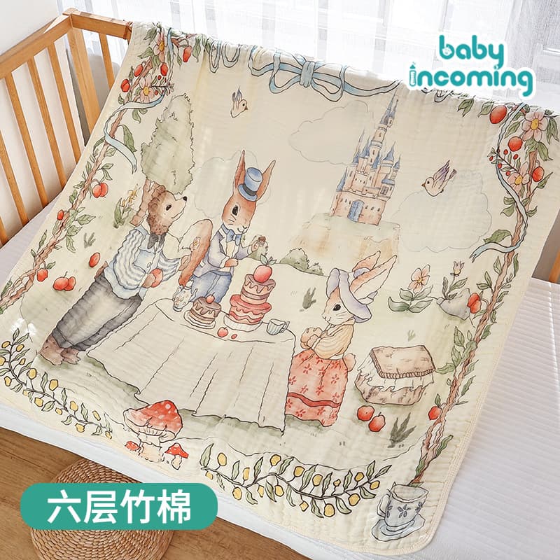 Six-layer gauze bath towel, Category A maternal and infant grade bamboo cotton newborn wrap, large size bath towel, newborn baby blanket
