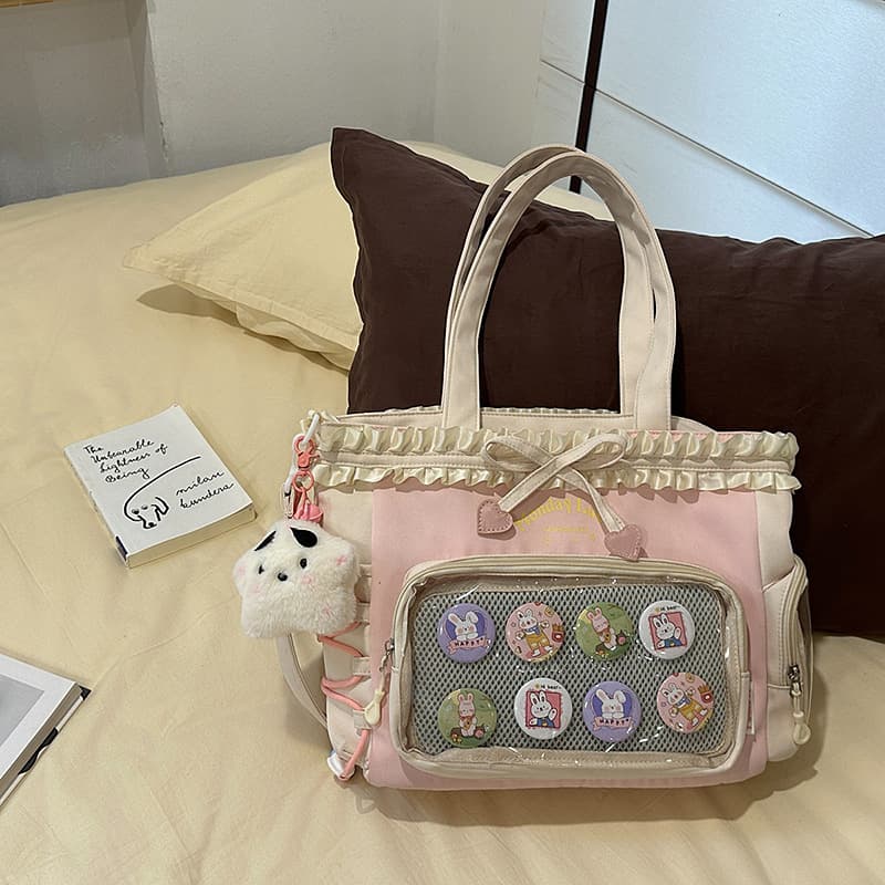 New Style Middle School Girls Backpack, Water-Resistant Korean Version, Large Capacity, Durable and Stain-Resistant Nylon Double-Shoulder Bag for Students