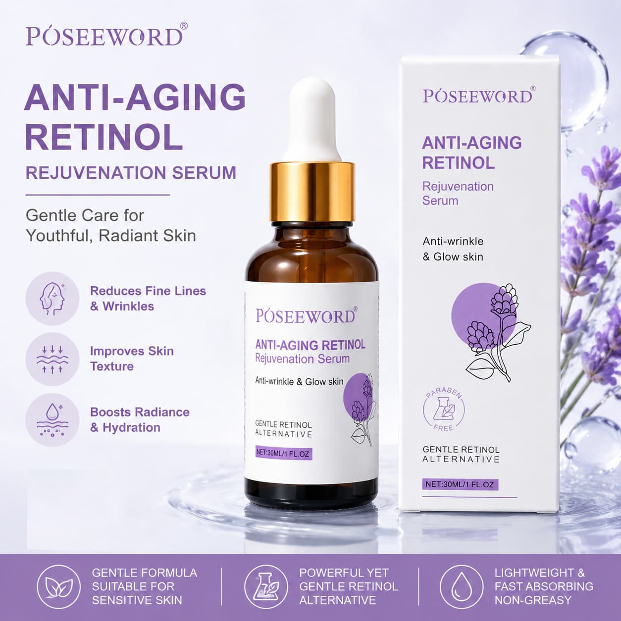 Cross-border Special Supply Facial Serum ANTI-AGING RETINOL Hydrating Moisturizing Firming Skin Care Serum