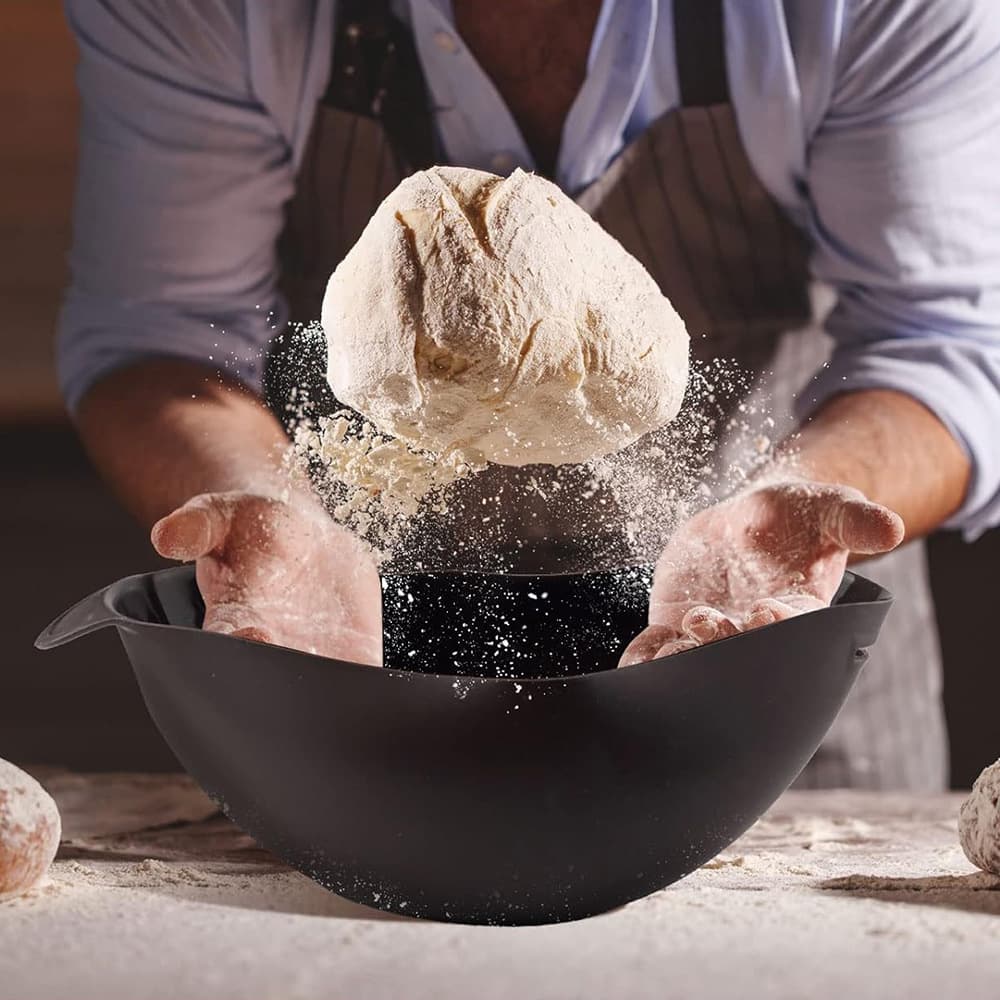 Non-Stick Silicone Dough Mat and Mixing Bowl for Dutch Oven Sourdough Bread Baking, Easy Clean Foldable Dough Mixing Bowl