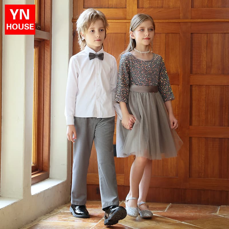 Children's Performance Wear for Elementary School Large Chorus Group, Middle and Small Child Host Gown, Boys and Girls Performance Wear