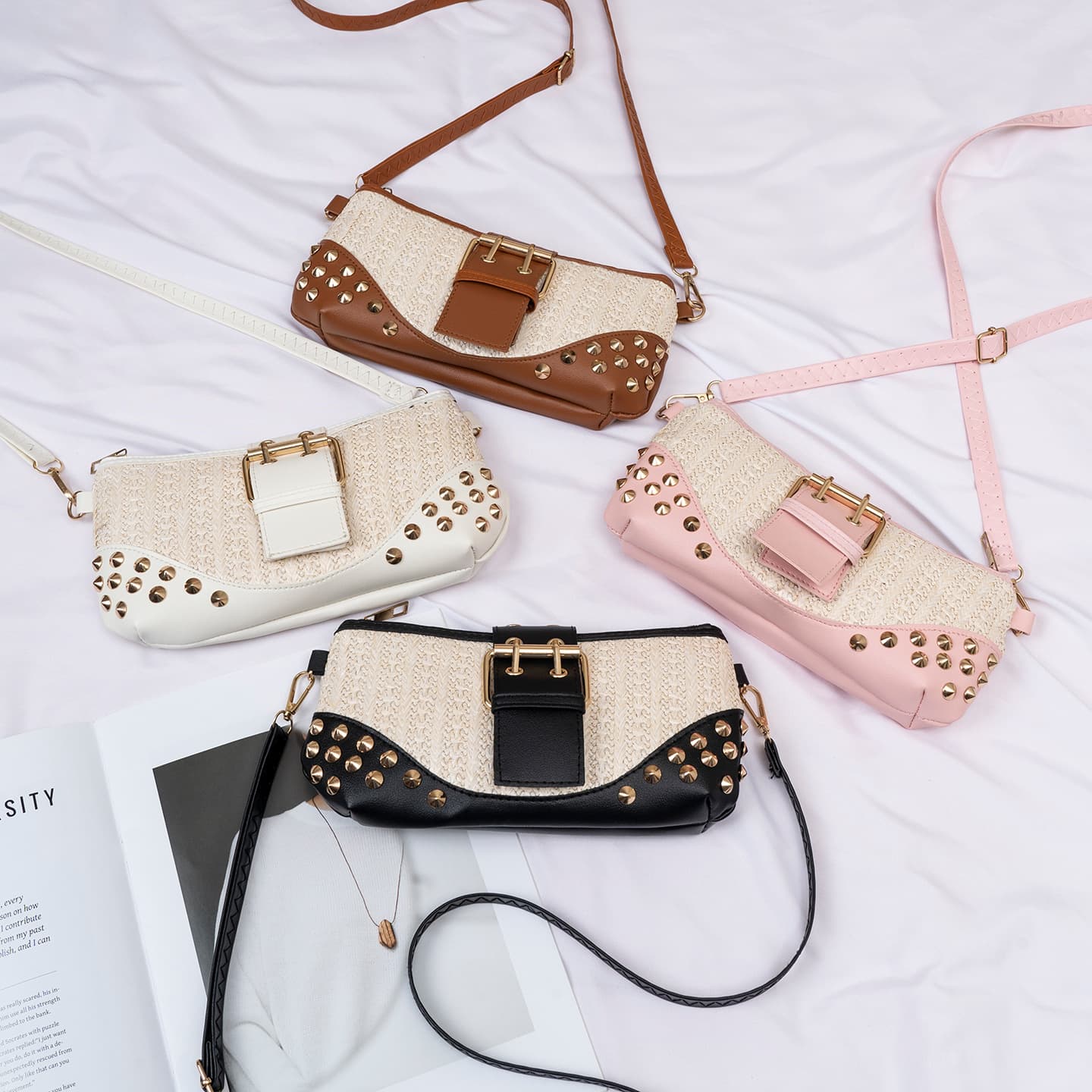 Embossed shoulder bag ladies handbags 2026 new Korean style tassel square bag crossbody bag cosmetic bag