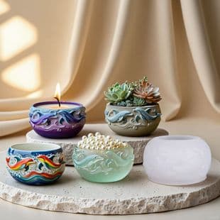 Yindiandolphin Cement Plaster Cup Mold DIY Resin Storage Cup Flower Pot Ornament Silicone Mold