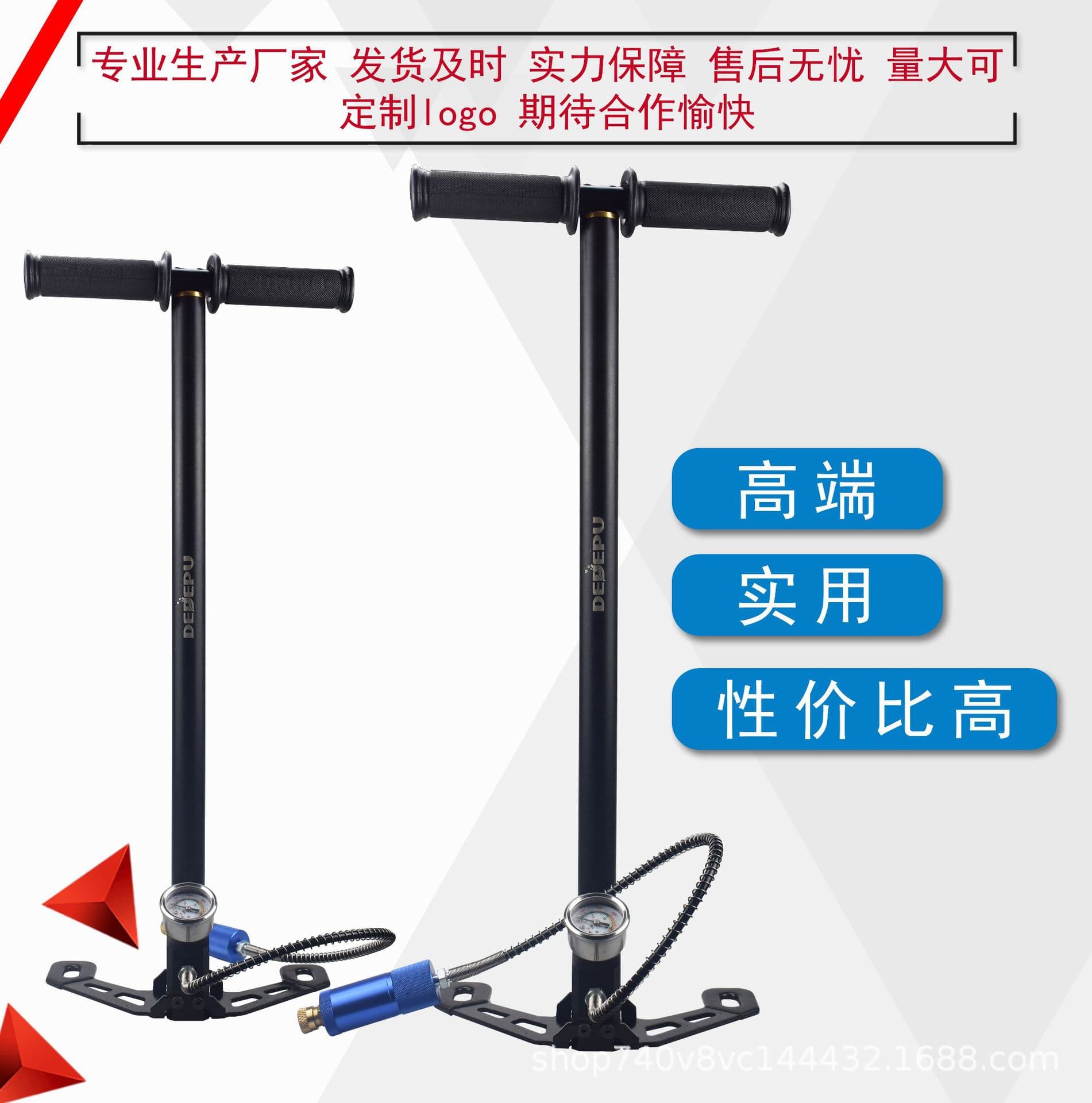Outdoor Diving Inflation Pump High Pressure Manual Air Pump 30MPa Stainless Steel Pump Large Gauge Foldable