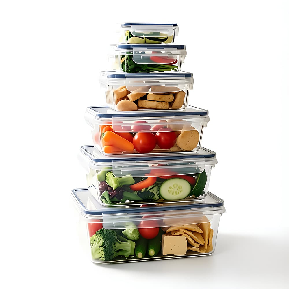 Cross-Border Kitchen Refrigerator Rectangular Fresh-Keeping Box Lunch Box 6-Piece Set Food-Grade Large-Capacity Sealed Fruit Storage Box