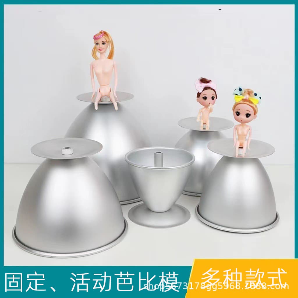 Factory Direct Sale Aluminum Alloy Barbie Doll Mold Princess Skirt Cake Mold Round Hollow Removable Mold 5-8 Inch