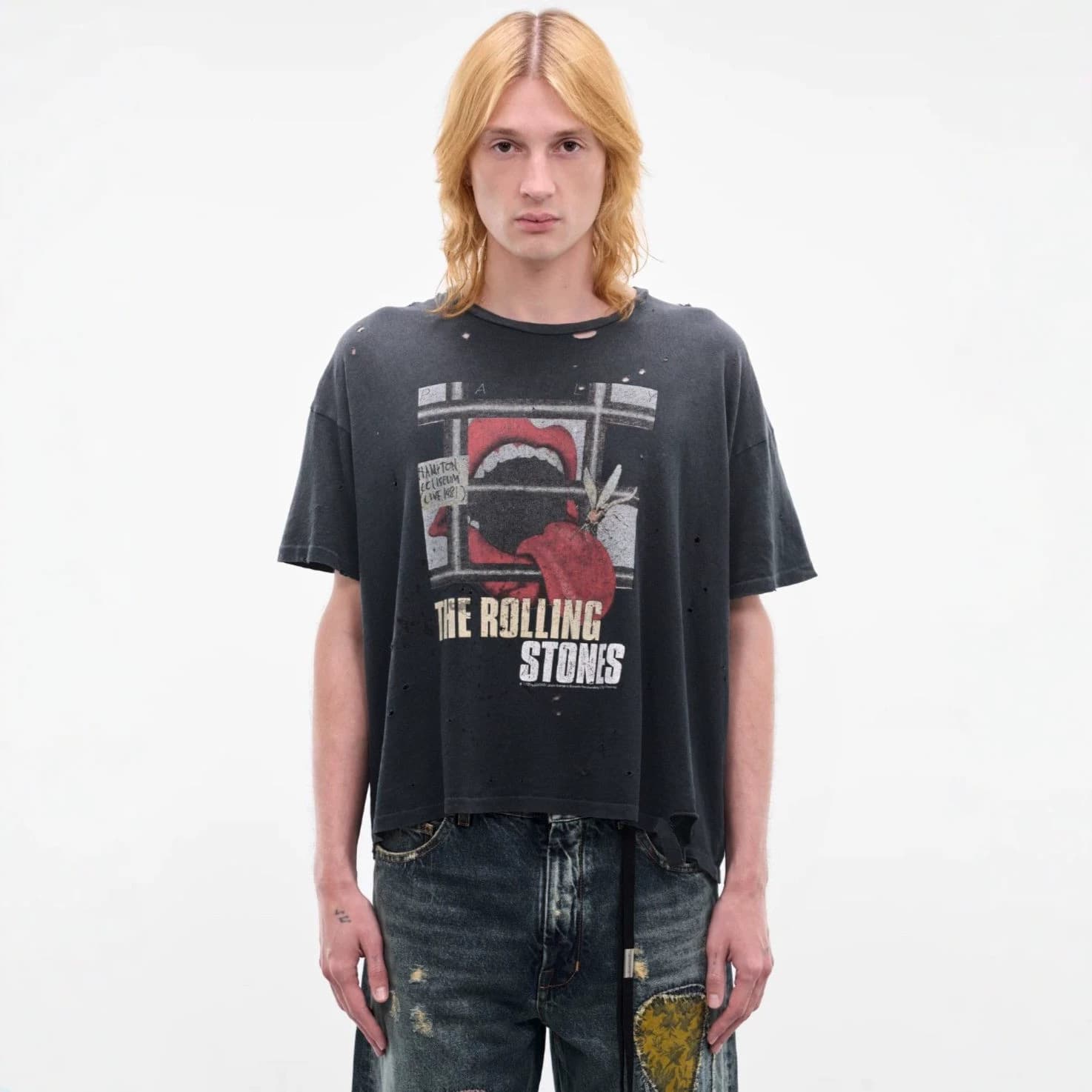Play Hollywood x Rolling Stones Mosquito Tongue Washed Distressed Short Sleeve T-Shirt for Men and Women
