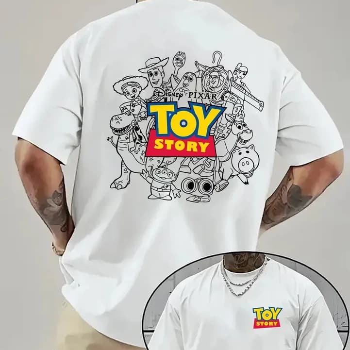 Cotton Short Sleeve T-Shirt Men Y2K Casual New Toy Story Men Cartoon 2026 Disney Short Sleeve Top Casual