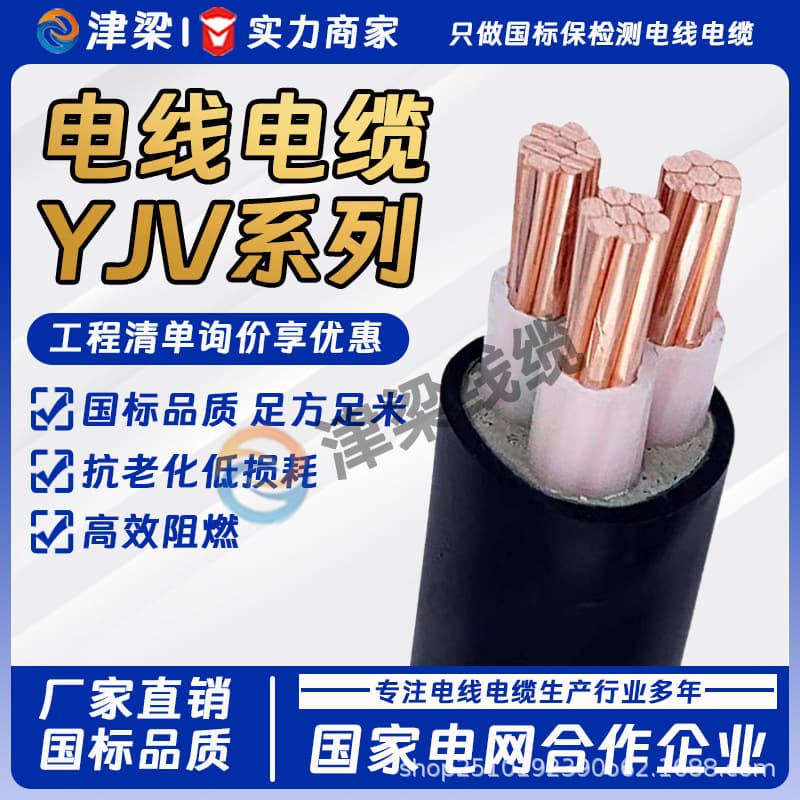 National Standard Factory YJV Charging Pile Cable 3 Core 6/10 sqmm Wire Copper Core Socket Flame Retardant Outdoor Power Cord