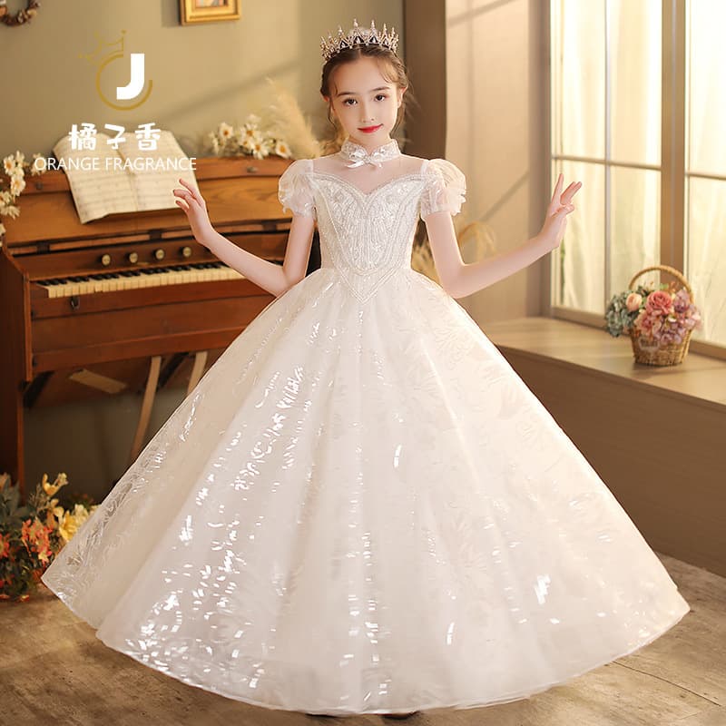 Children's host catwalk evening dress girl piano performance dress banquet flower girl wedding little girl princess dress