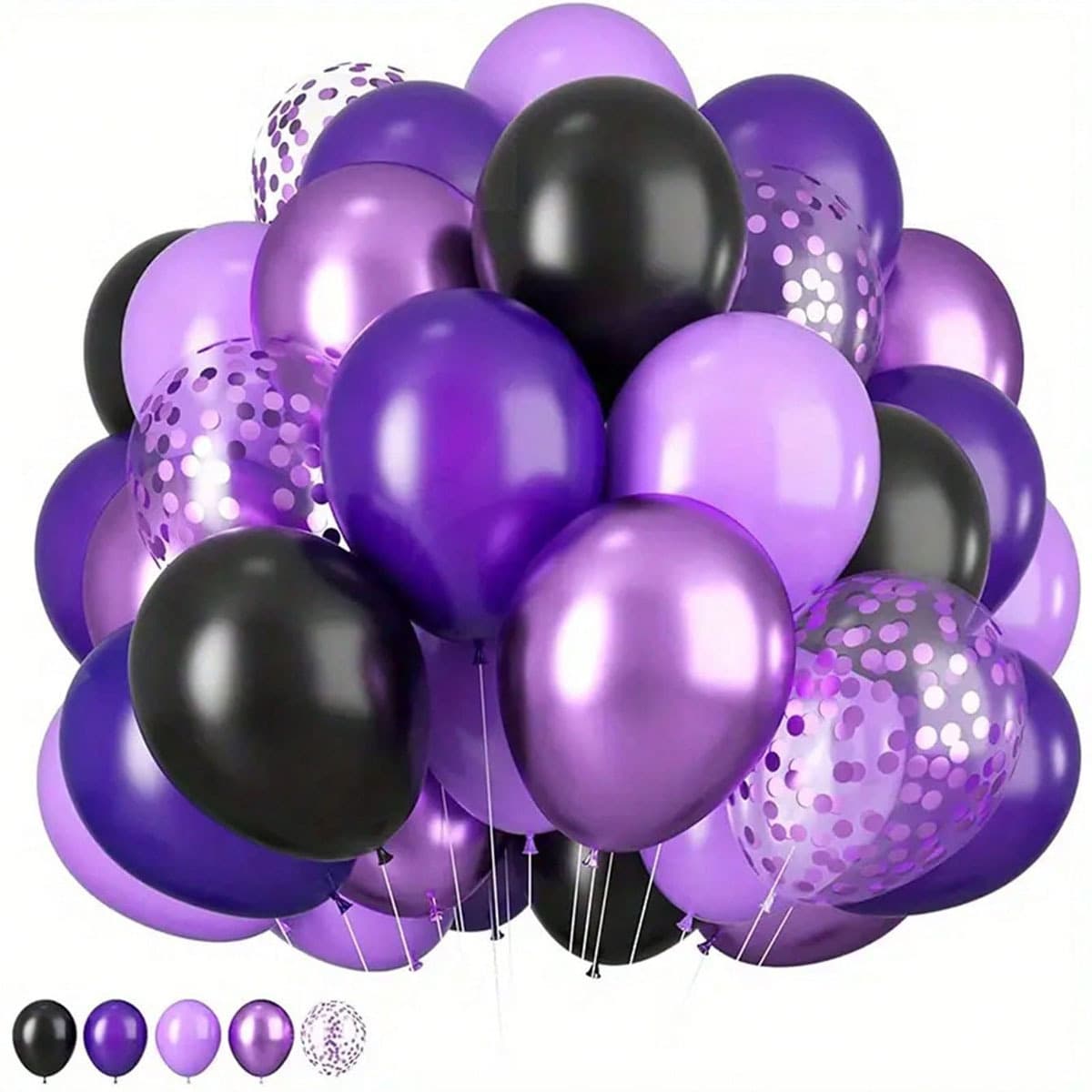 40pcs Black Purple Card Purple Metallic Purple Series Balloon Set Birthday Party Decoration Wedding Scene Setup
