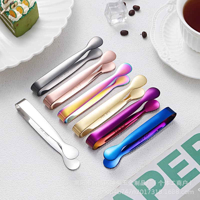 304 Stainless Steel Ice Clip, Thickened and Extended Sugar Cube Clip, Multifunctional Non-Slip Ice Clip, Bread Clip, Burr-Free Food Clip