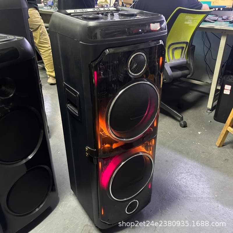 Russian Karaoke Party Speaker Dual 12-inch KTV Bluetooth Karaoke Large Speaker 120W Mecha Style Transparent Shell