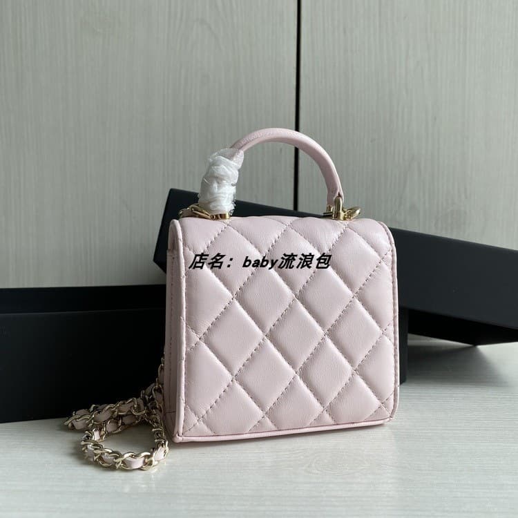 Lingge Lambskin Chain Handbag Women's Handle Bag Genuine Leather Chubby Bag Small Waste Bag Mini Crossbody Shoulder Bag