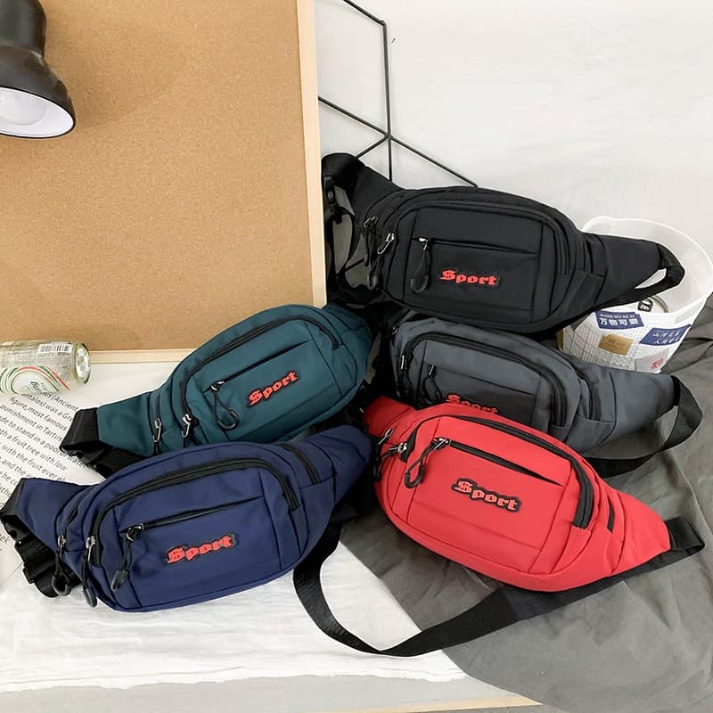 Korean Style Multifunctional Sports Waist Bag Cycling Chest Bag Men's Canvas Crossbody Bag Coin Purse Men's Phone Waist Bag Wholesale