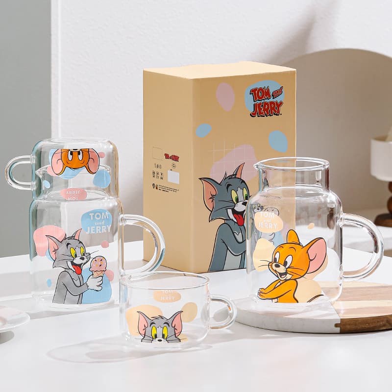 Tom and Jerry Officially Licensed High Borosilicate Glass Cup Teapot Set One Pot One Cup Kids Drinking Cup Household Small Tea Cup