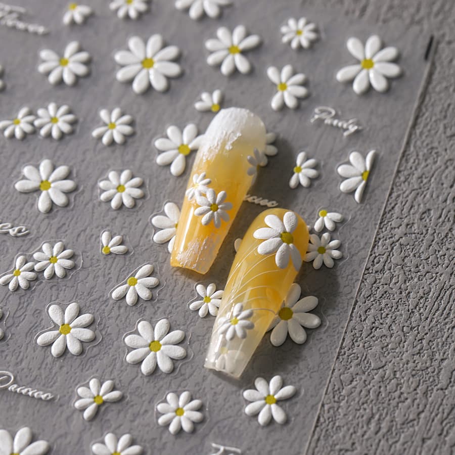 Ferrite embossed three-dimensional daisy nail art sticker TS-3595 fresh spring gentle daisy nail sticker