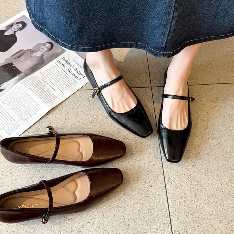 Fat mm 2026 New Style Shallow Mouth Wedge Heels Flat Shoes Black Single Shoes Versatile Mary Jane Shoes Extra Wide Large Size Women's Shoes