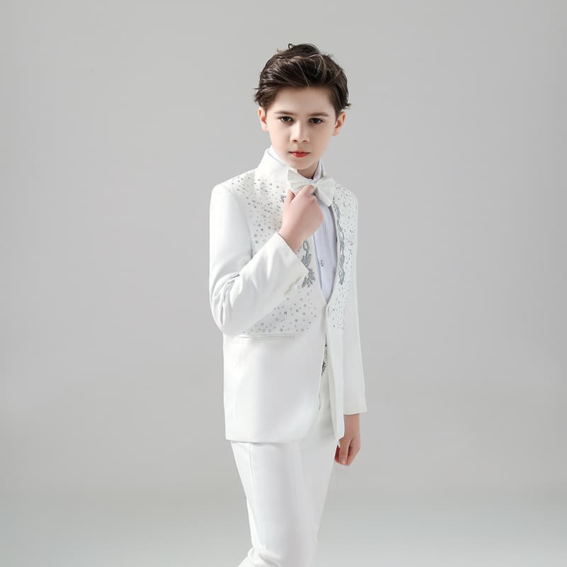 Boys' Tuxedo Suit Set for Flower Boy, Model Runway, Piano Performance, Host Suit, Handsome British Style