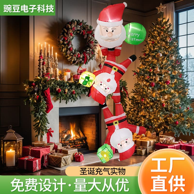Christmas large-scale inflatable decorations for shopping mall opening events, Santa Claus climbing through windows inflatable models