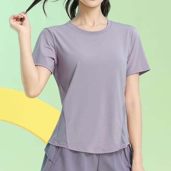 Summer New Short Sleeve T-shirt, Quick-dry Running Top for Women, Loose Fitting Slimming Yoga Wear Tummy Control Fitness Top Trendy
