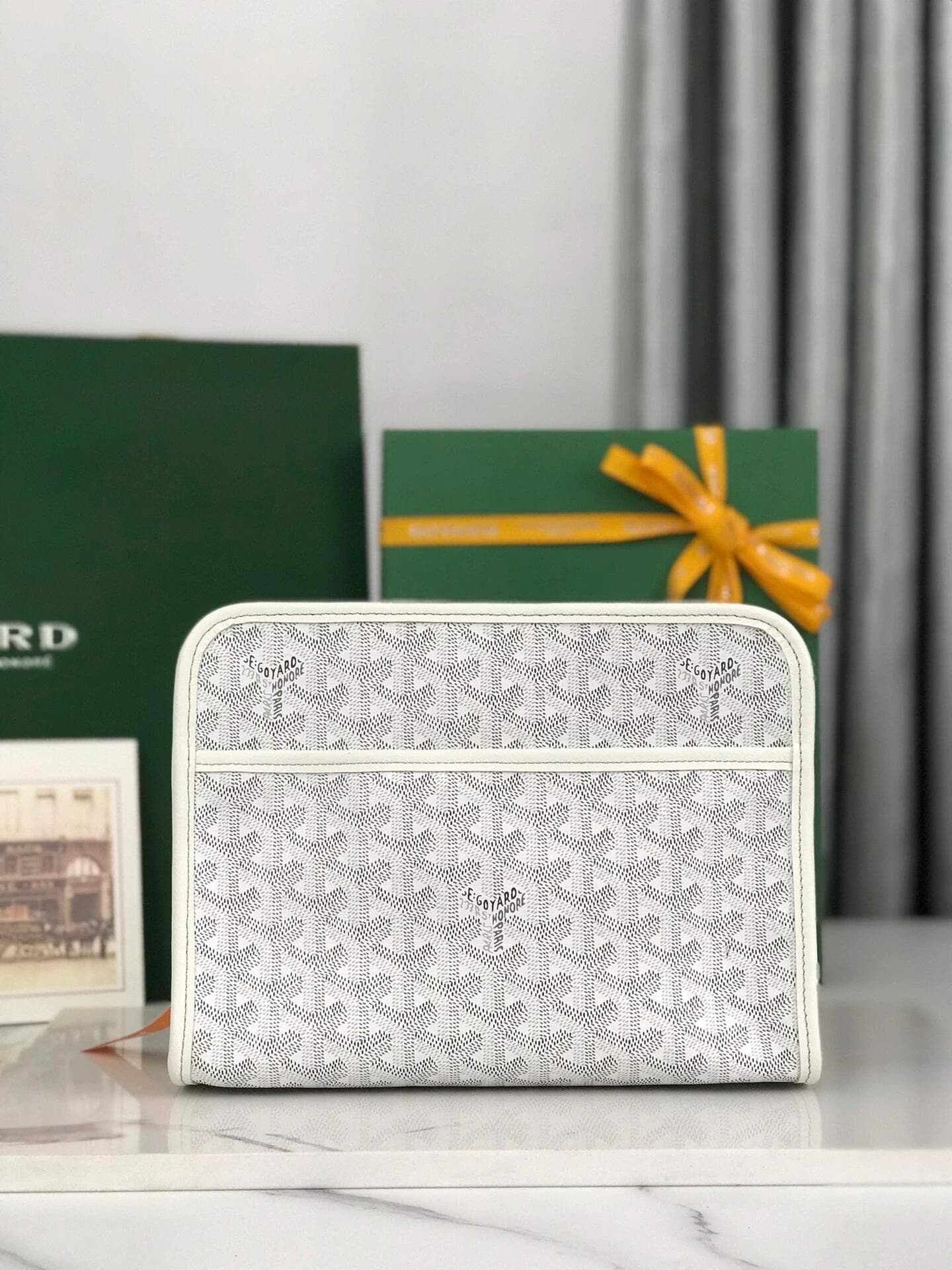 Printed Zip Clutch Bag Calfskin Clutch Unisex Couple Style Versatile Casual Travel Accordion Bag