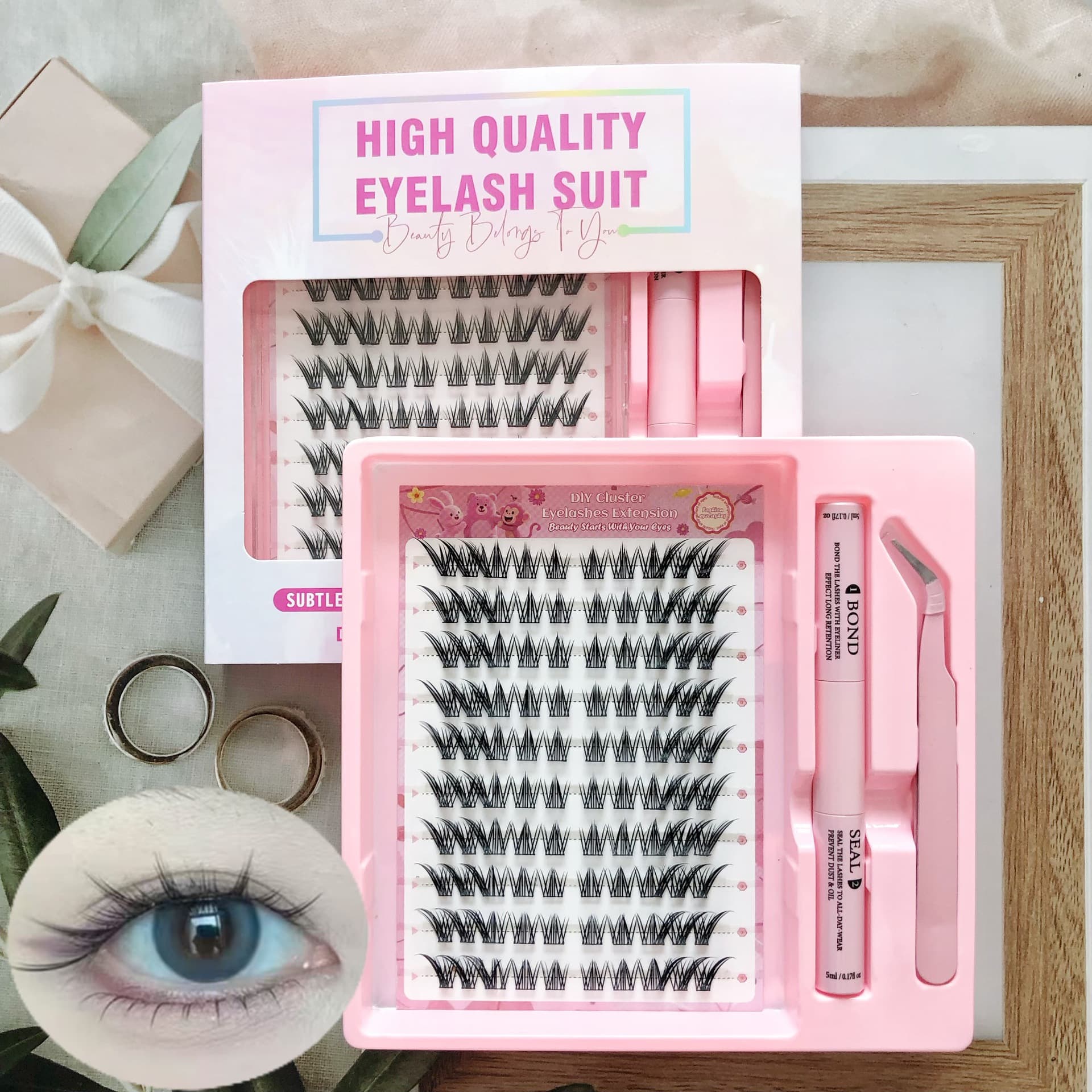 Cross-border false eyelashes glue set large capacity nine-tailed rabbit false eyelashes natural cool false eyelashes thick eye tail