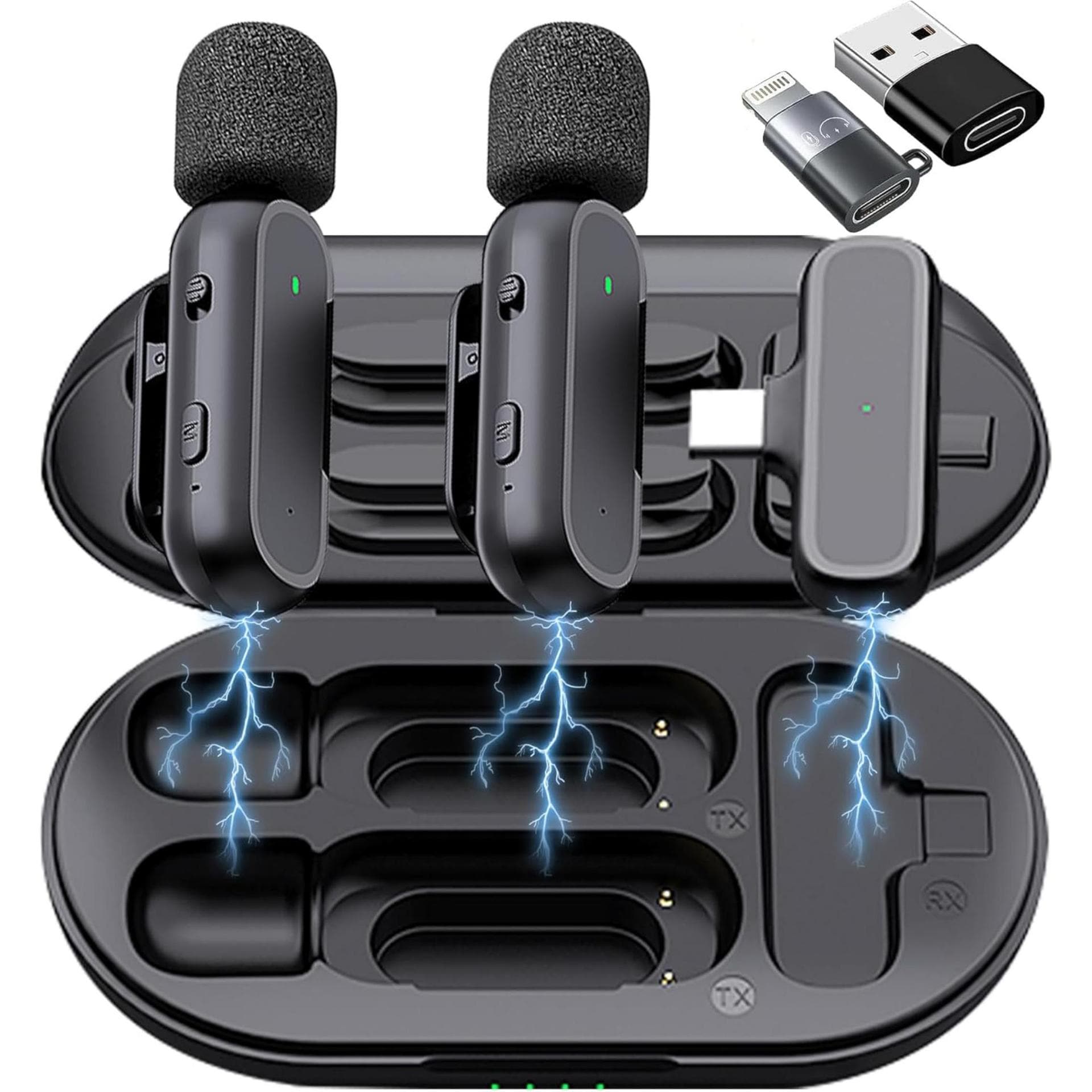 K61 Wireless Lavalier Microphone with Charging Case for Live Streaming, Video Recording, Noise Reduction, K60 Microphone Portable