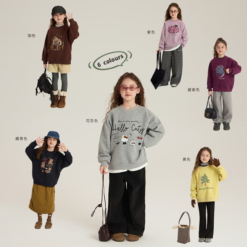 Elmo Baby Kids Korean-style Fleece Cartoon Hoodie 2025 Winter Unisex Children's Casual Loose Versatile Round Neck Top