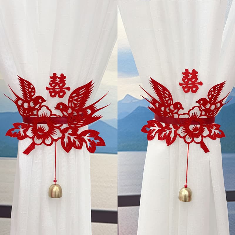 Creative and stylish wedding room curtain tiebacks and decorative ribbons for bridal room decoration, premium look