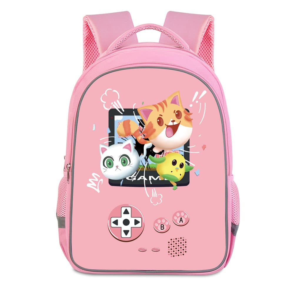 Cross-border new product Kubo original GAMES student burden-reducing backpack 17-inch pink game console double-layer school bag