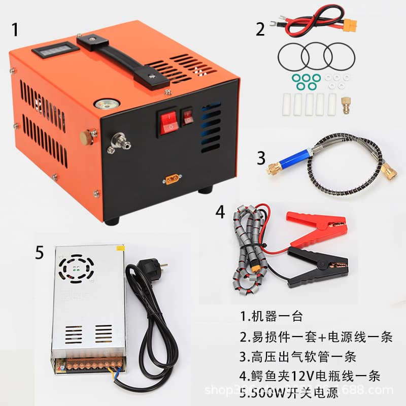 12V High Pressure Air Compressor 30MPA Outdoor Diving Air-Cooled Pump 110V/220V Outdoor High Pressure Air Compressor